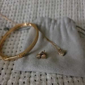 Michael Kors Swarovski heart necklace, earring, and bracelet set!!